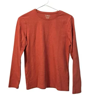 LL Bean Womens Shirt Coral M Reg Blouse Top Long Sleeve Casual Work Career‎ thumbnail 1