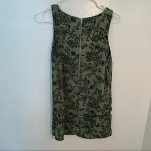 Forever 21 Womens Size XS Sleeveless Swing Dress Green Black Paisley Exposed Zip thumbnail 5