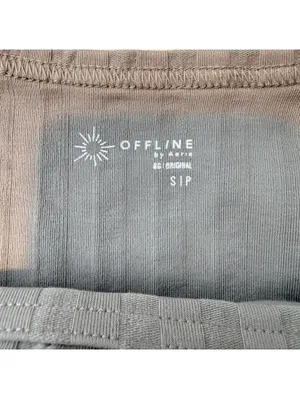 Offline Aerie Women's Small Petite Ribbed Crop Tank Gray Stretch thumbnail 4