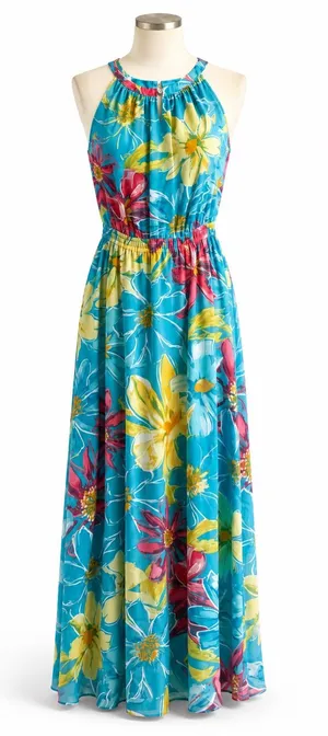 Nine West Floral Maxi Dress Blue‎ Pink Yellow Sleeveless Size 4 thumbnail 1