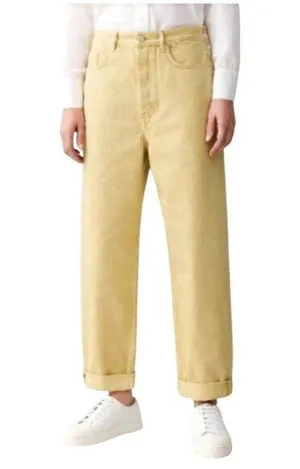 COS Jeans Women 26 Yellow Denim Cotton High Rise Button Fly Tapered Leg Colorful thumbnail 1