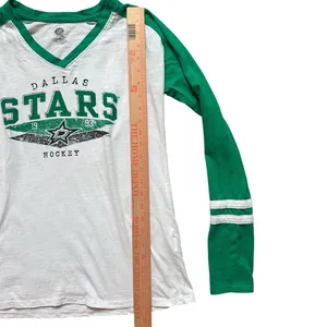 Dallas Stars NHL Hockey Long Sleeve Raglan Tee Green White Womens Large thumbnail 4