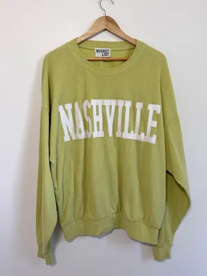 BUCKETLIST Nashville Sweatshirt Size Large Pullover Sweater Ribbed in lime thumbnail 8
