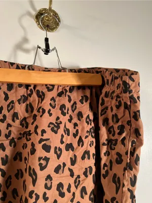 MarleyLilly Women’s Size XL Mini Skirt Tan Black‎ Animal Print Zip Side Cotton thumbnail 6