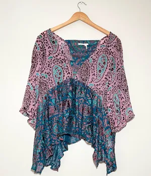 Anthropologie Valo Velvet Burnout Paisley Blouse thumbnail 1