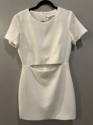 Karlie Off-White Textured Cutout Mini Dress thumbnail 1