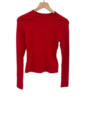 Skims Cotton Jersey Long Sleeve T- Shirt Cranberry M Brand New with Tags thumbnail 4