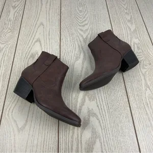 Style & Co Women's Perriee Western Ankle Booties 7.5M Chocolate Brown Smooth $80 thumbnail 3