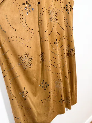 Ariat Magdelena Faux Suede Duster Long Vest Laser Cutout Floral Size Small thumbnail 10