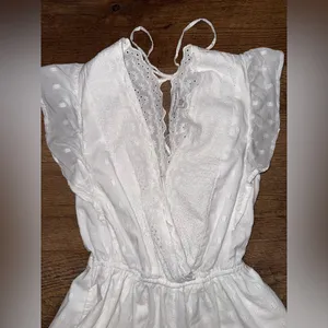 American Eagle Outfitters Eyelet Ruffle White Backless Romper thumbnail 8