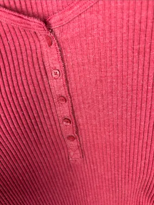 Aerie Women’s Ribbed Long-Sleeve Henley Top - cherry tart thumbnail 3