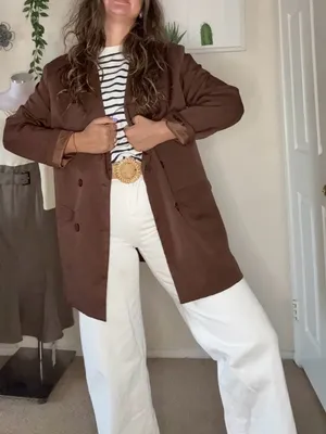 ASOS Heartbreak Brown Oversized Boyfriend Blazer thumbnail 4