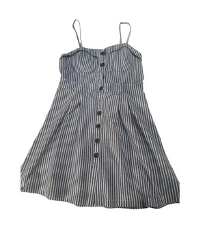 Womens Purple Snow White Striped Dress XL Navy Blue A-line Spring Dress Short thumbnail 1