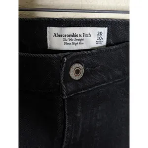 Abercrombie & Fitch 90s Straight Jeans Black Ultra High Rise 30x31 Denim thumbnail 3