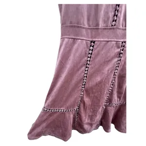 Taylor & Sage‎ Blush Pink Embroidered Suede Dress Size Medium Midi Boho Dress thumbnail 2