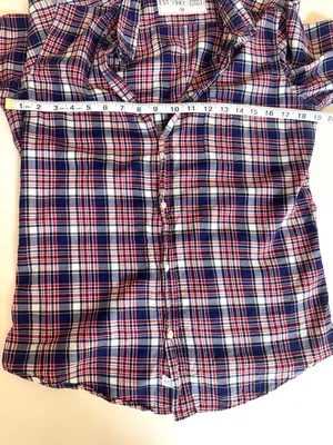 Frank & Eileen "Barry" Fitted Cotton Red/Navy Plaid Button Down Shirt  Medium thumbnail 12