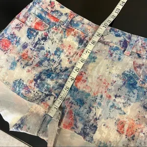 Top Shop Moto colorful distressed velvet jean shorts, button fly size 28/29(M) thumbnail 10