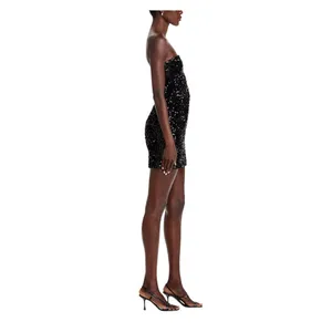 NWT Bardot Womens Strapless Sleeveless Eleni Sequined Mini Dress Black S (US 4) thumbnail 5