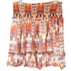 Anthropologie Orange and Brown‎ Abstract Mini Skirt Sz L thumbnail 1