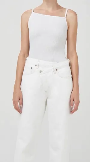 AGOLDE Priya Ribbed Organic Cotton Tank Clean Girl Y2K Powder Minimalist Size M thumbnail 1