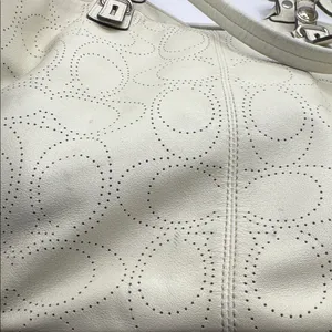 Coach Carly Perforated Leather Tote F16598 Light Taupe Large Shoulder Bag thumbnail 6