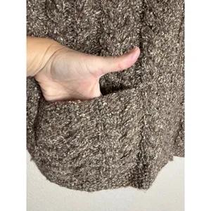 Ralph Lauren LRL Women L Sweater Vest Brown Wool Silk Cable Knit Full Zip Rustic thumbnail 6