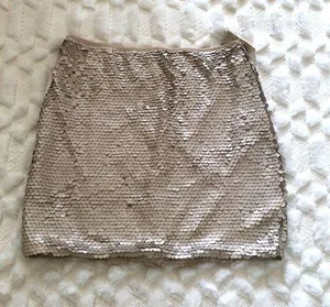 Matt beige sequin mini skirt thumbnail 1