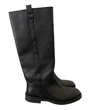 Boemos Black Leather Knee High Riding Boot Size 36 Minimalist Moto Equestrian thumbnail 1