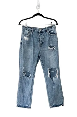 PACSUN Distressed High Rise Mom Jeans Medium Wash sz 27 thumbnail 1