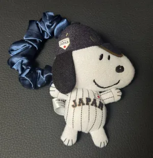 Snoopy Japan Samurai Baseball Plush with Navy Scrunchie White thumbnail 1