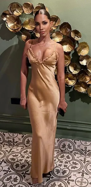 Zara maxi dress bodycon slip satin ruffle carmel evening wedding cocktail thumbnail 12