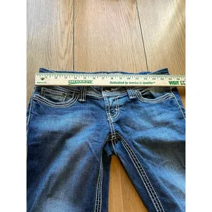 BKE STELLA Denim Blue Jeans Women's Size 27 24" CROP 3" Single Cuff Preppy Party thumbnail 16