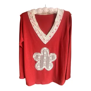 POL Lace Flower Patch Long Sleeve Long sleeve top Size Large thumbnail 3