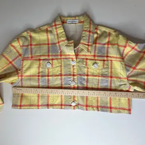 WeWoreWhat Cropped‎ Plaid Denim Jacket Size XS/S Streetwear Y2K Light Academia thumbnail 13