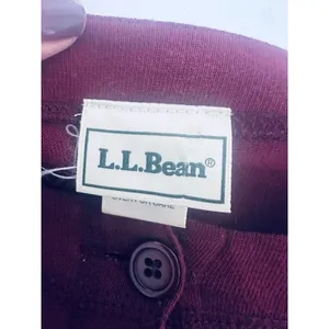 Vintage LL Bean Cotton Maxi Dress Maroon‎ Large Cottagecore Modest Prairie thumbnail 4