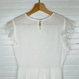 Blu Pepper Women's Smocked Ruffle Sleeve Tiered Midi Dress White Size M thumbnail 7