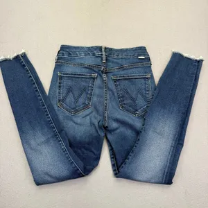 Mother The Stunner Step Fray High Rise Skinny Jeans Dark Wash Size 26 thumbnail 2