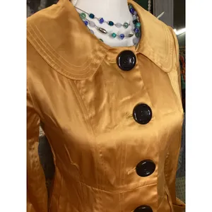 L.N. San Francisco Mustard Gold Satin Fit and Flare Pleated Jacket Size S thumbnail 2