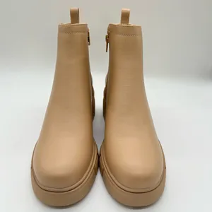 Vodvob Boots Womens 7.5 Tan Chelsea Fashion Lug Sole Ankle‎ Chunky Heel Boots thumbnail 4