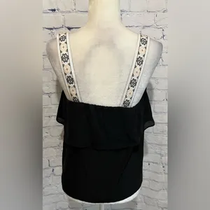 J.Crew Factory Black Embroidered Tank Top Size 2 thumbnail 4