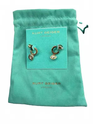 Kurt Geiger London Rainbow Crystal Evil Eye Gold Huggie Earrings NWT thumbnail 1