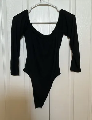 Black Long Sleeve Scoop Bodysuit thumbnail 1