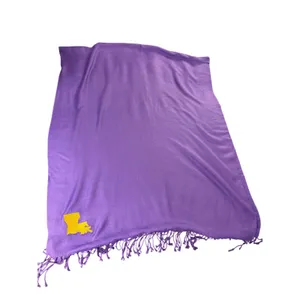 Olly Oxen Louisiana Scarf Purple Gold Embroidered State Fringe LSU Game Day thumbnail 6