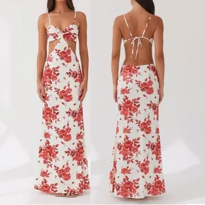 Peppermayo Rosie Satin Maxi Dress 6 Rosa Floria Floral Cutout Backless‎ thumbnail 2