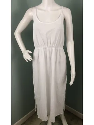 NWT Women's Sunn Lab Swim White Cinch Waist Cover-Up Dress Sz Medium thumbnail 2