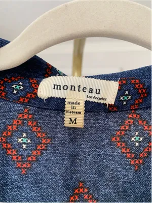 Monteau Geometric Border Mini Dress Boho Festival Southwestern Artisan Desert M thumbnail 5