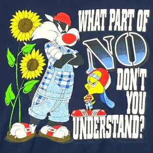Vintage 90s 1996 Looney Tunes Graphic Tee T Shirt Tweetie Bird Sylvester Large thumbnail 5
