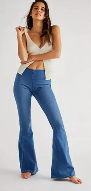 Free People We The Free Penny Pull-On Flare Jeans Size 27 thumbnail 1