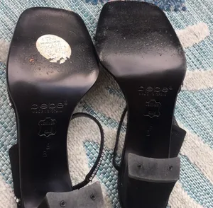 Bebe Evening Heels Jeanette Estella Black Clear Rhinestone size 6 Y2K Square Toe thumbnail 7