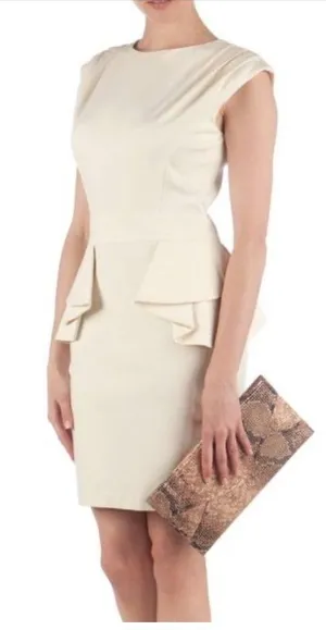 Ted Baker Cream Peplum Pencil Dress thumbnail 1